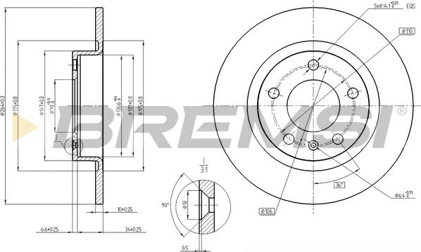 Bremsi CD7651S - Спирачен диск vvparts.bg