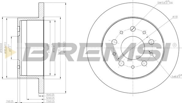 Bremsi CD7653S - Спирачен диск vvparts.bg