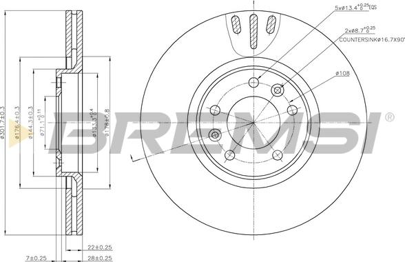 Bremsi CD7652V - Спирачен диск vvparts.bg