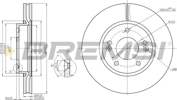 Bremsi CD7619V - Спирачен диск vvparts.bg