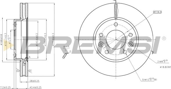 Bremsi CD7629V - Спирачен диск vvparts.bg