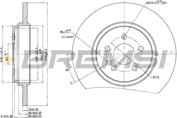 Bremsi CD7099S - Спирачен диск vvparts.bg