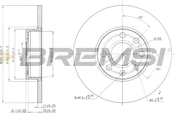 Bremsi CD7040S - Спирачен диск vvparts.bg