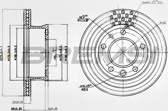 Bremsi CD7013V - Спирачен диск vvparts.bg