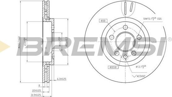 Bremsi CD7080V - Спирачен диск vvparts.bg