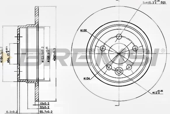 Bremsi CD7081S - Спирачен диск vvparts.bg