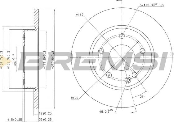 Bremsi CD7034S - Спирачен диск vvparts.bg