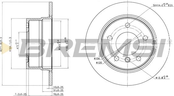 Bremsi CD7028S - Спирачен диск vvparts.bg