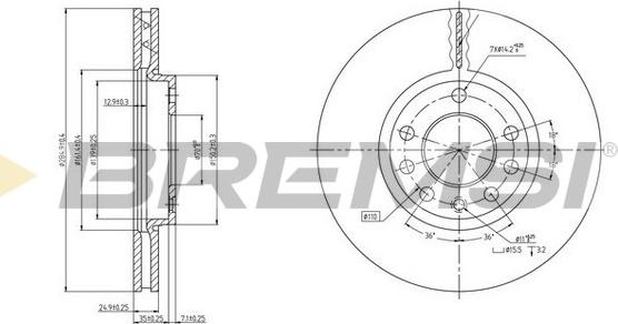 Bremsi CD7191V - Спирачен диск vvparts.bg