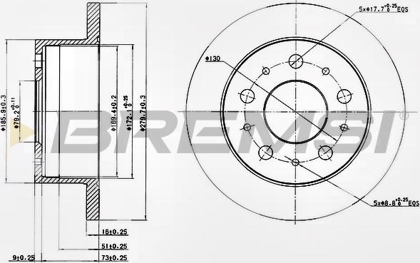 Bremsi CD7145S - Спирачен диск vvparts.bg