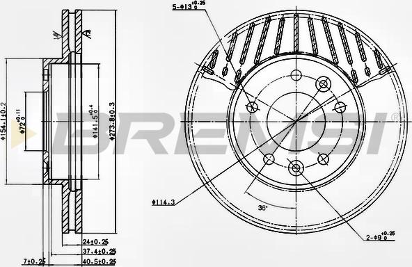 Bremsi CD7146V - Спирачен диск vvparts.bg