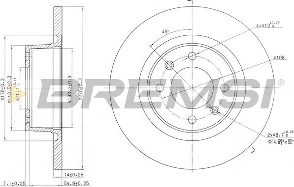 Bremsi CD7157S - Спирачен диск vvparts.bg