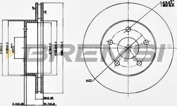 Bremsi CD7169V - Спирачен диск vvparts.bg