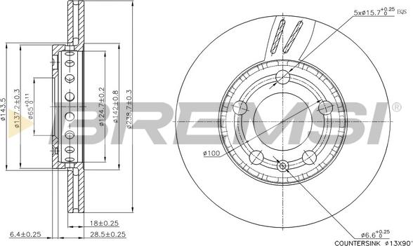 Bremsi CD7164V - Спирачен диск vvparts.bg