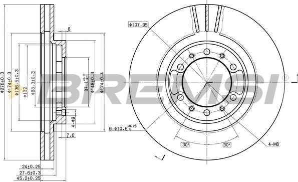 Bremsi CD7109V - Спирачен диск vvparts.bg