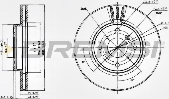 Bremsi CD7119V - Спирачен диск vvparts.bg