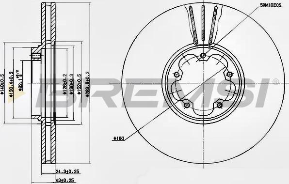 Bremsi CD7112V - Спирачен диск vvparts.bg