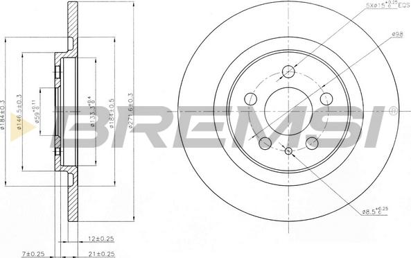 Bremsi CD7181S - Спирачен диск vvparts.bg