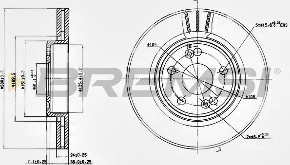 Bremsi CD7123V - Спирачен диск vvparts.bg