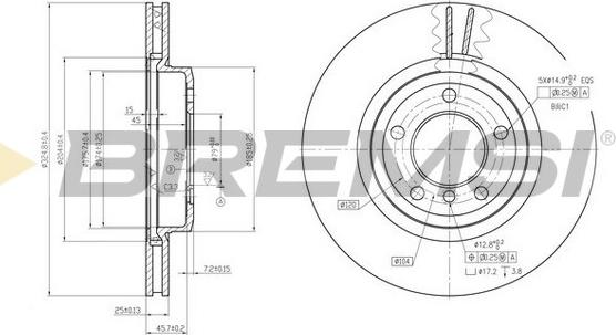 Bremsi CD7174V - Спирачен диск vvparts.bg