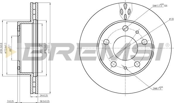 Bremsi CD7171V - Спирачен диск vvparts.bg