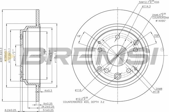 Bremsi CD7894S - Спирачен диск vvparts.bg