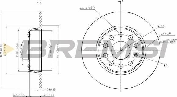 Bremsi CD7895S - Спирачен диск vvparts.bg