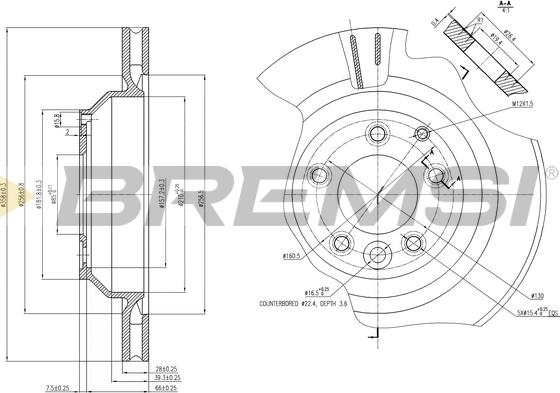 Bremsi CD7855V - Спирачен диск vvparts.bg