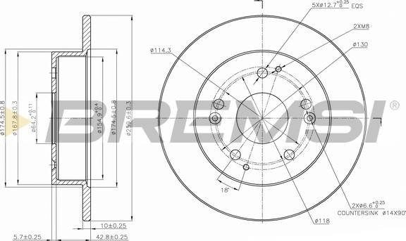 Bremsi CD7861S - Спирачен диск vvparts.bg