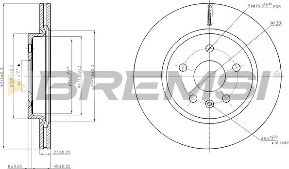 Bremsi CD7805V - Спирачен диск vvparts.bg