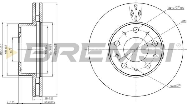 Bremsi CD7800V - Спирачен диск vvparts.bg