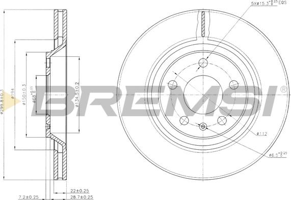 Bremsi CD7889V - Спирачен диск vvparts.bg