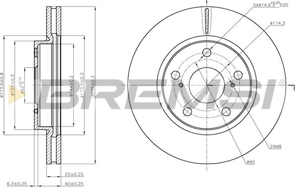 Bremsi CD7838V - Спирачен диск vvparts.bg