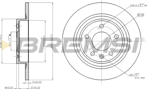 Bremsi CD7871S - Спирачен диск vvparts.bg