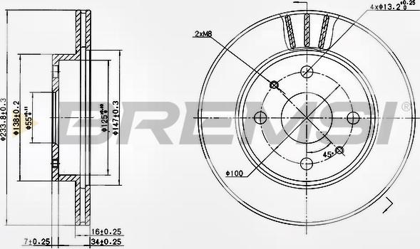 Bremsi CD7394V - Спирачен диск vvparts.bg