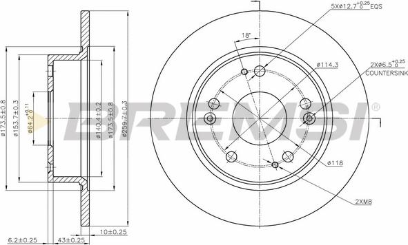 Bremsi CD7390S - Спирачен диск vvparts.bg