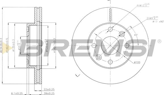 Bremsi CD7391V - Спирачен диск vvparts.bg