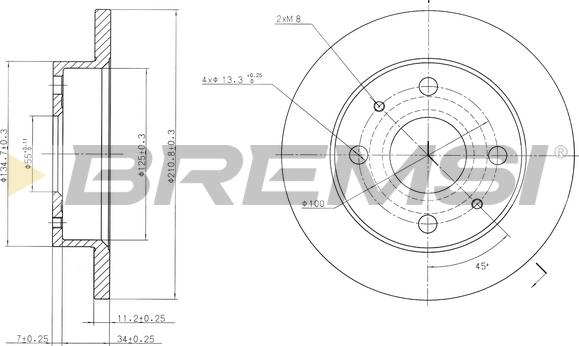 Bremsi CD7302S - Спирачен диск vvparts.bg