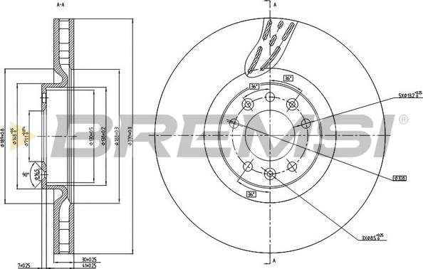 Bremsi CD7319V - Спирачен диск vvparts.bg