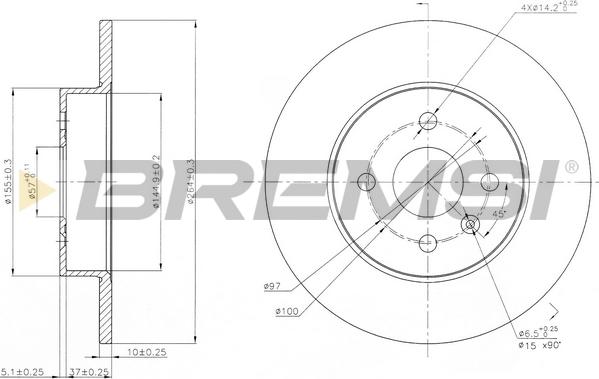 Bremsi CD7313S - Спирачен диск vvparts.bg