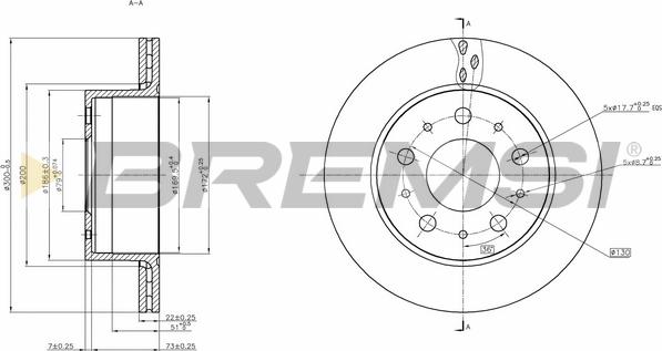 Bremsi CD7321V - Спирачен диск vvparts.bg