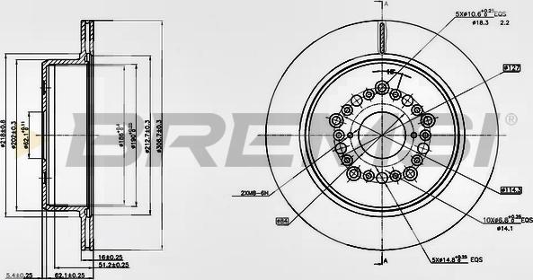 Bremsi CD7375V - Спирачен диск vvparts.bg