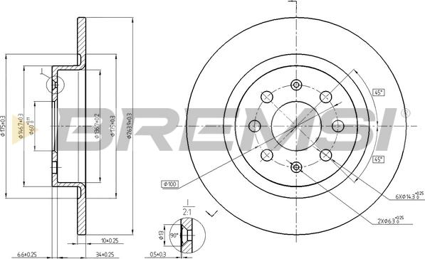 Bremsi CD7299S - Спирачен диск vvparts.bg