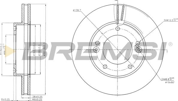 Bremsi CD7290V - Спирачен диск vvparts.bg