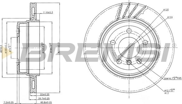 Bremsi CD7297V - Спирачен диск vvparts.bg