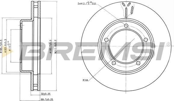 Bremsi CD7211V - Спирачен диск vvparts.bg