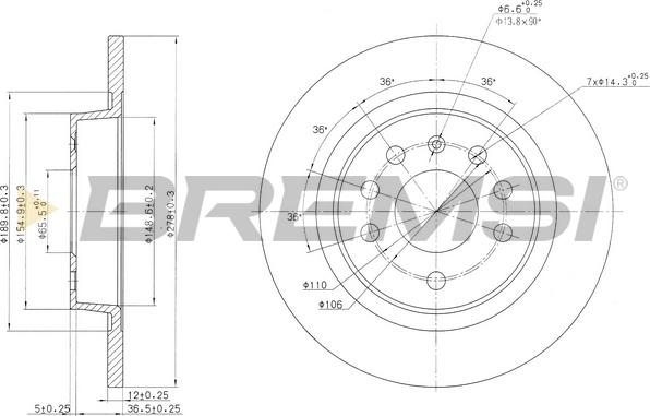 Bremsi CD7288S - Спирачен диск vvparts.bg