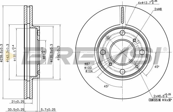 Bremsi CD7231V - Спирачен диск vvparts.bg