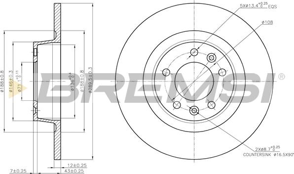 Bremsi CD7744S - Спирачен диск vvparts.bg