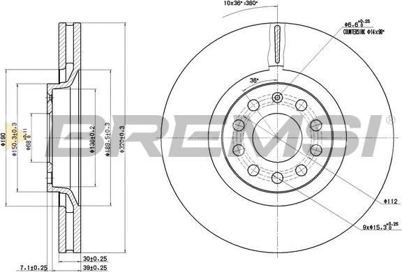 Bremsi CD7705V - Спирачен диск vvparts.bg